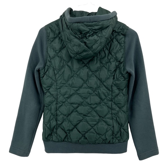 EDDIE BAUER Down Jacket Remake of 1944 Swiss Jacket Green Puffer Hood - Picture 2 of 5